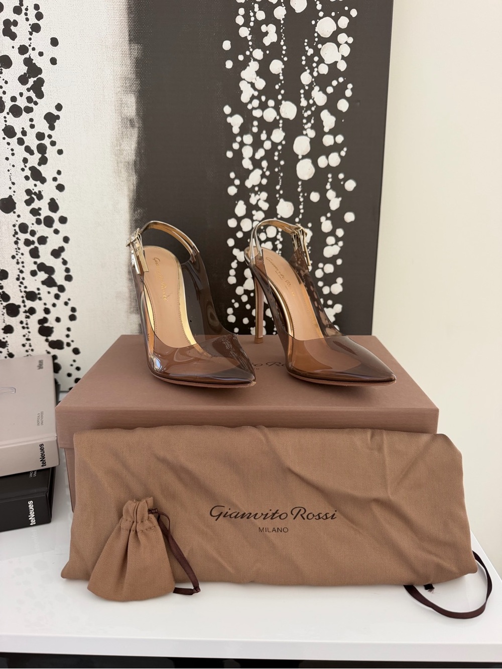 Gianvito Rossi Brown Transparent PVC Slingback Pumps